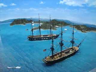 四隻の黒船を率いて浦賀沖に来航